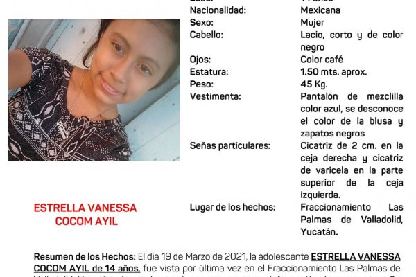 Activan Alerta Amber por menor desaparecida en Valladolid